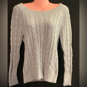 JCPenney Women’s Petite Medium Light Gray Boat Neck Sweater